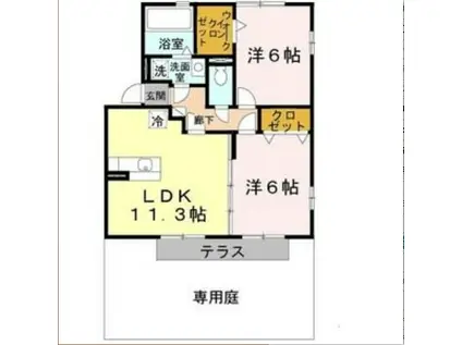 サンフィールド(2DK/1階)の間取り写真