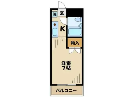 グリーンハイム瓜生(ワンルーム/2階)の間取り写真