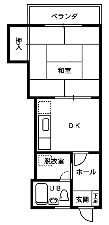 ハッピーライフ日之出(1DK/3階)の間取り写真