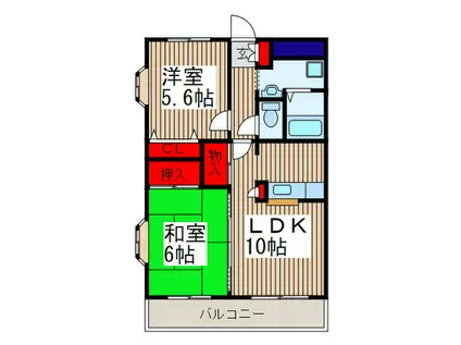 エンブレム壱番館(2LDK/3階)の間取り写真