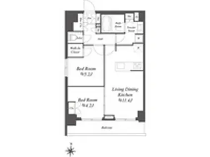 AIFLAT両国(2LDK/9階)の間取り写真