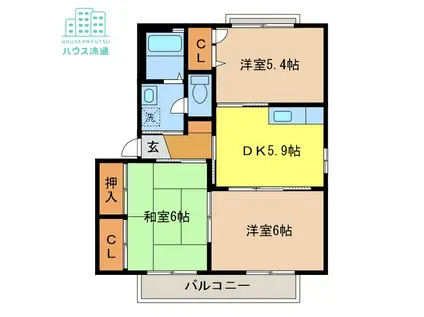 バリュージュ大我 A棟(3DK/2階)の間取り写真