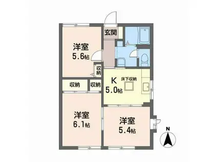 シャトー川平(3K/1階)の間取り写真