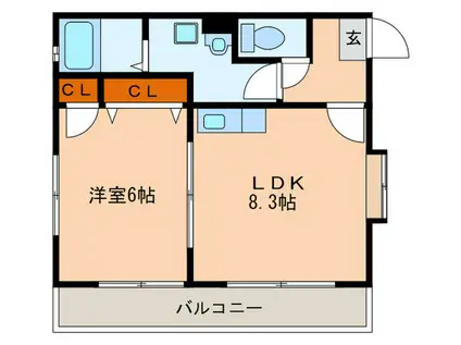 ル・クラージュ箱崎(1LDK/3階)の間取り写真