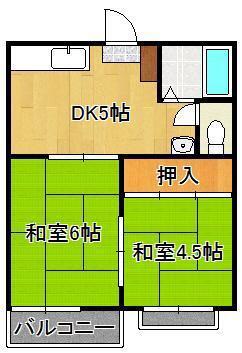 ルーブル千代ケ崎(2DK/1階)の間取り写真