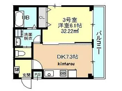 ガーデンコート船橋(1DK/2階)の間取り写真