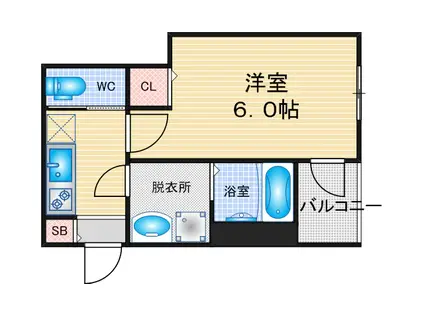 VARME黄金(1K/3階)の間取り写真