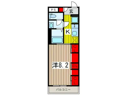 リブリ・もちの木(1K/2階)の間取り写真