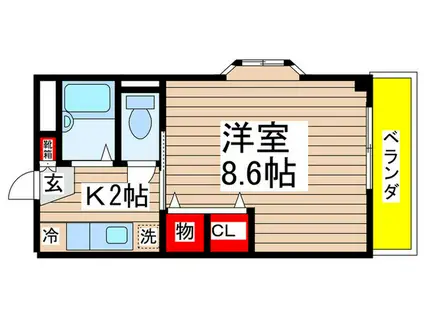 カサベルデ新検見川3(1K/2階)の間取り写真