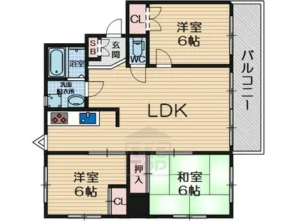 エトワール武庫之荘(3LDK/2階)の間取り写真