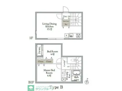 LIVEFLAT東高円寺II(2LDK/1階)の間取り写真