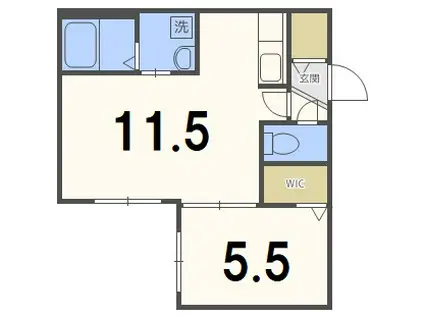 ELLE CUBE学園前(1LDK/1階)の間取り写真