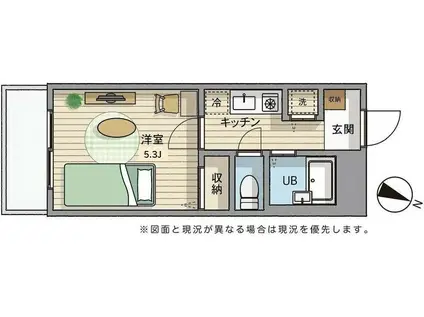 UN BRILANT(1K/2階)の間取り写真