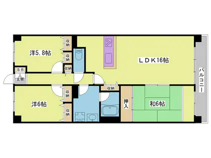 ライオンズマンション北鈴蘭台第二(3LDK/4階)の間取り写真
