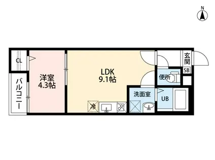 LUCE(1LDK/2階)の間取り写真