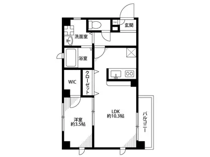 アンプルールフェール クローバ(1LDK/2階)の間取り写真