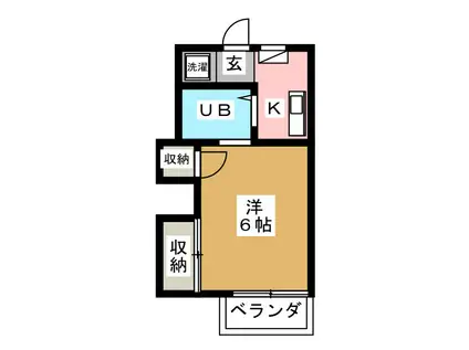 アナップソバ弘治II(1K/1階)の間取り写真