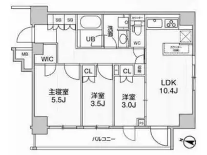 アリビス綾瀬(3LDK/1階)の間取り写真