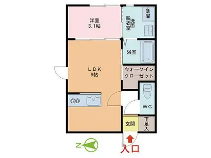 KEMMEL(1LDK/2階)の間取り写真