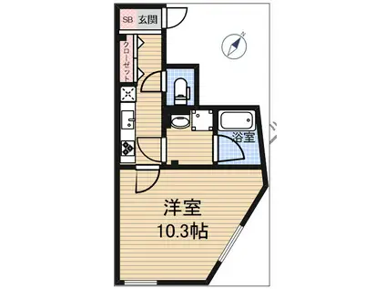 LEGALAND西新宿(1K/3階)の間取り写真