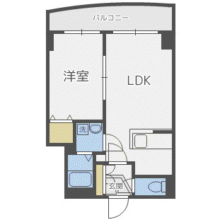 リュミエール北3条(1LDK/9階)の間取り写真