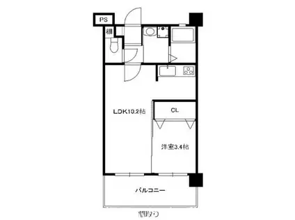 ウィステアリア博多東(1LDK/2階)の間取り写真