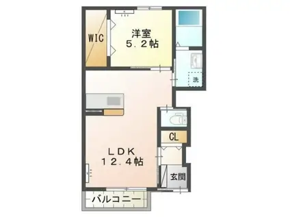 コットンシュガー(1LDK/1階)の間取り写真