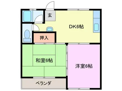 ライフ江島(2DK/2階)の間取り写真