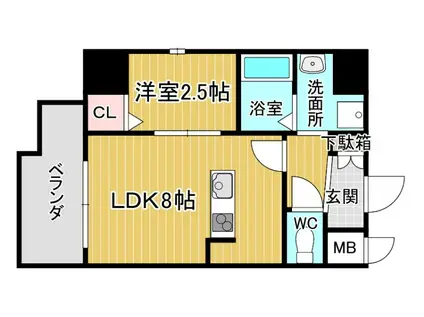 ONLYONEキセラタウン(1LDK/7階)の間取り写真