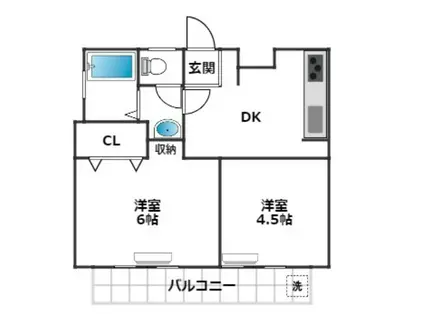 代田レジデンス(2DK/1階)の間取り写真