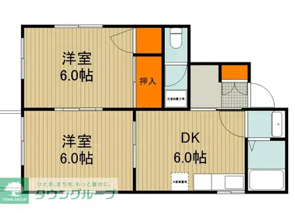 メゾンふじ(2DK/2階)の間取り写真