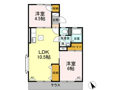グリーンハイツ(2LDK/1階)の間取り写真