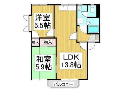 ヴィラージュF S棟(2LDK/2階)の間取り写真