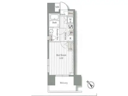 ドゥーエ大森(1K/7階)の間取り写真