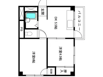 メゾン熊内V(2DK/3階)の間取り写真