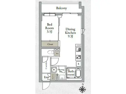 LIVE CASA千鳥町(1DK/2階)の間取り写真