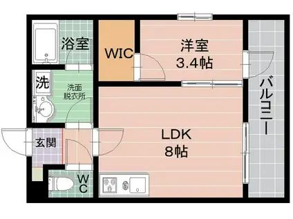 スペシャルツイン三宅A(1DK/2階)の間取り写真