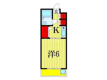 GARDEN COURT FUNABASHI(1K/3階)の間取り写真