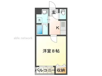 クレアーレ牡丹山(1K/1階)の間取り写真