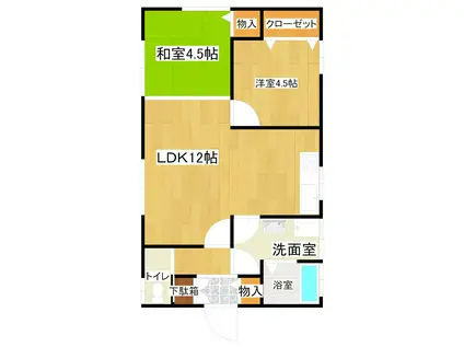 ホワイトハイツ佐貫(2LDK/2階)の間取り写真