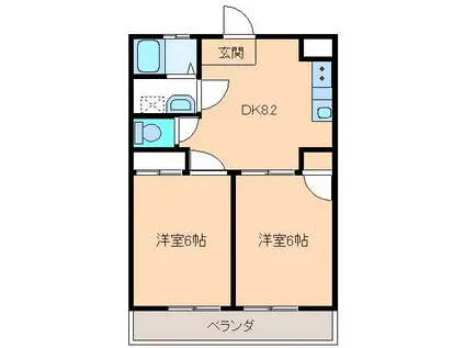 サンライズいわき(2DK/3階)の間取り写真