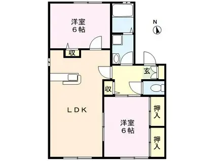 メゾンパークサイド2(2LDK/1階)の間取り写真