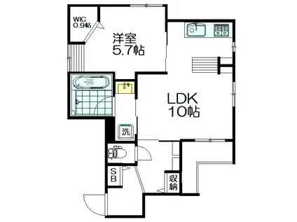 BELLE DEMEURE7(1LDK/2階)の間取り写真