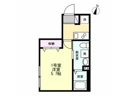 ベイルーム南林間(1K/1階)の間取り写真