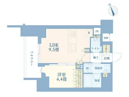 シャリエ椎名町(1LDK/4階)の間取り写真