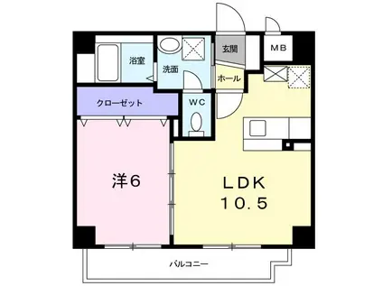 フリーデ中央1番館(1LDK/2階)の間取り写真