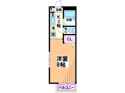 ヴェルドミール明大前 再契約型(1K/2階)の間取り写真