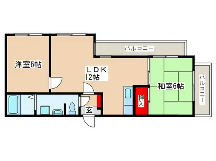 アーバンライフカジ(2LDK/4階)の間取り写真