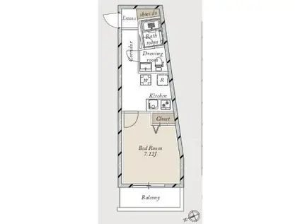 LA DOUCEUR赤塚(1K/1階)の間取り写真