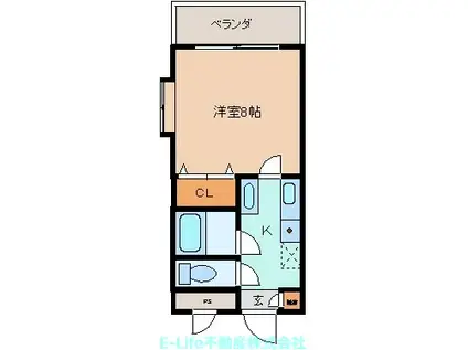 グレード館M(1K/2階)の間取り写真